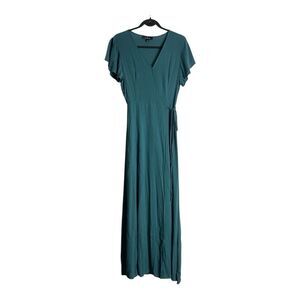 Lulu's Heart of Marigold Teal Blue Wrap Maxi Dress Size S